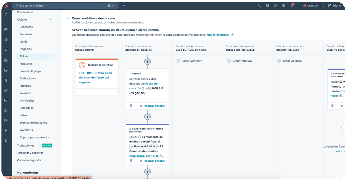 Workflows para notificaciones internas