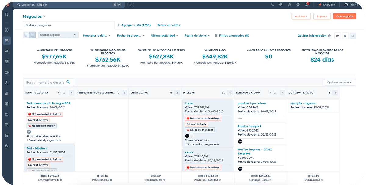 Creación de pipeline de negocios