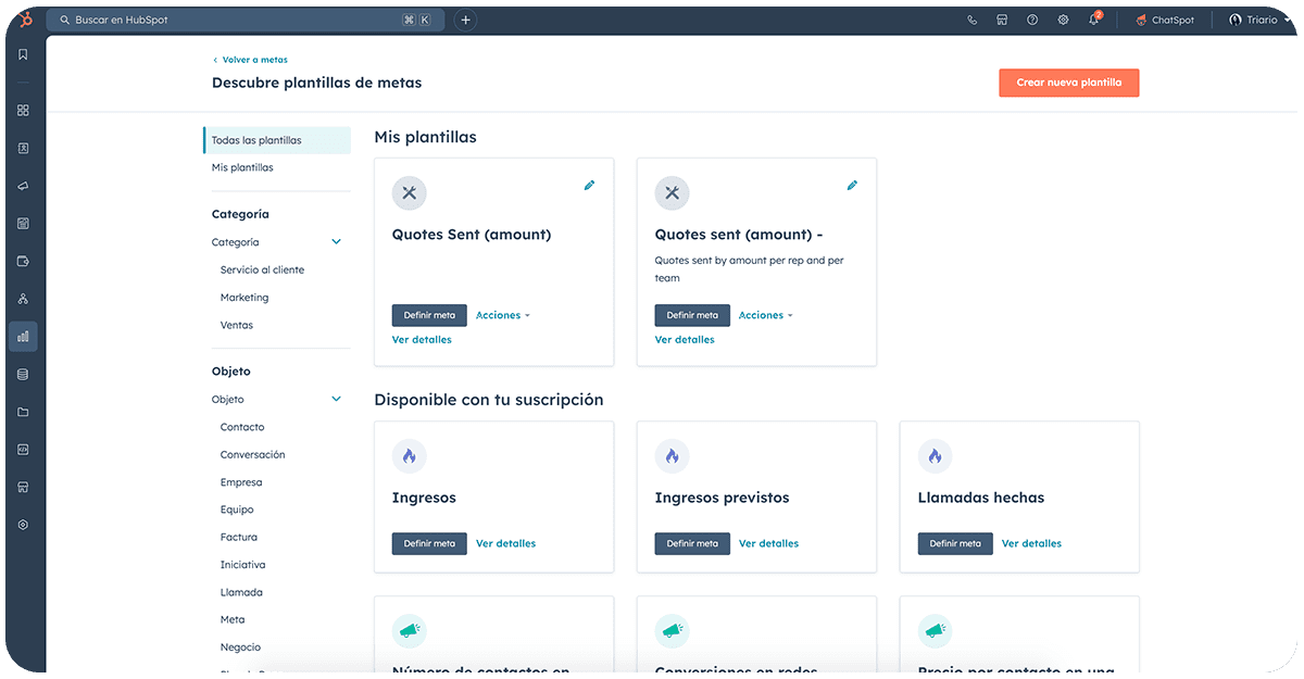 Configuración de metas de ventas