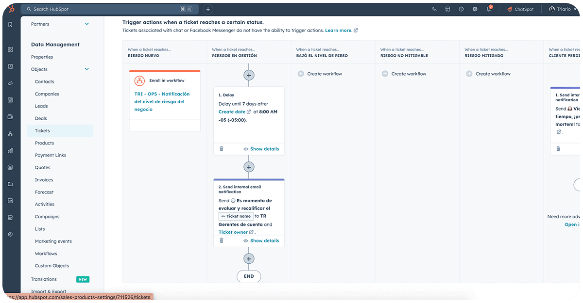 Notifications workflows for internal teams