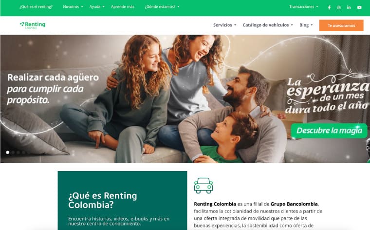 Diseño web Renting Colombia