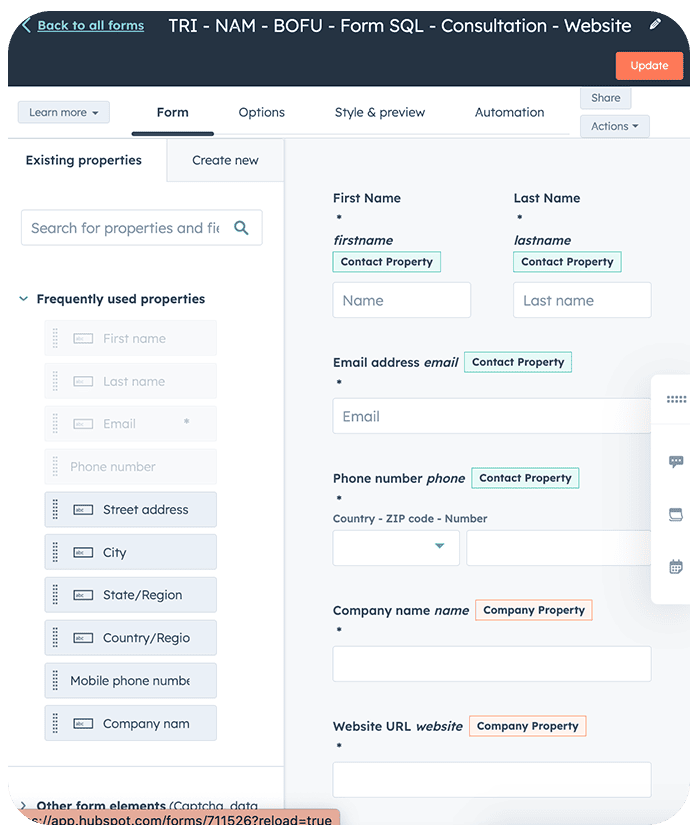 Set up a lead form