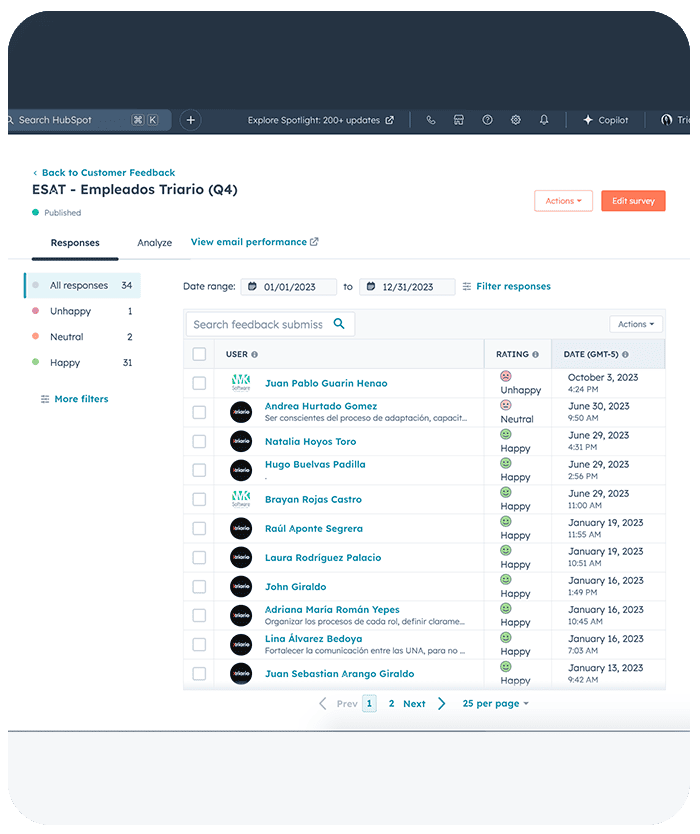 Set up a dashboard with survey results