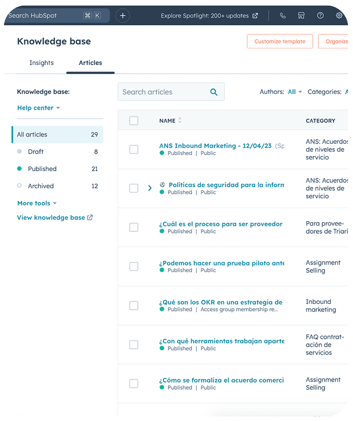 Create a knowledge base