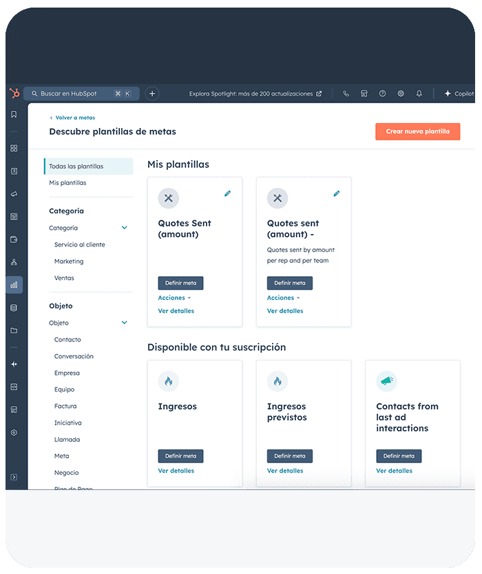 Configuración de metas de ventas