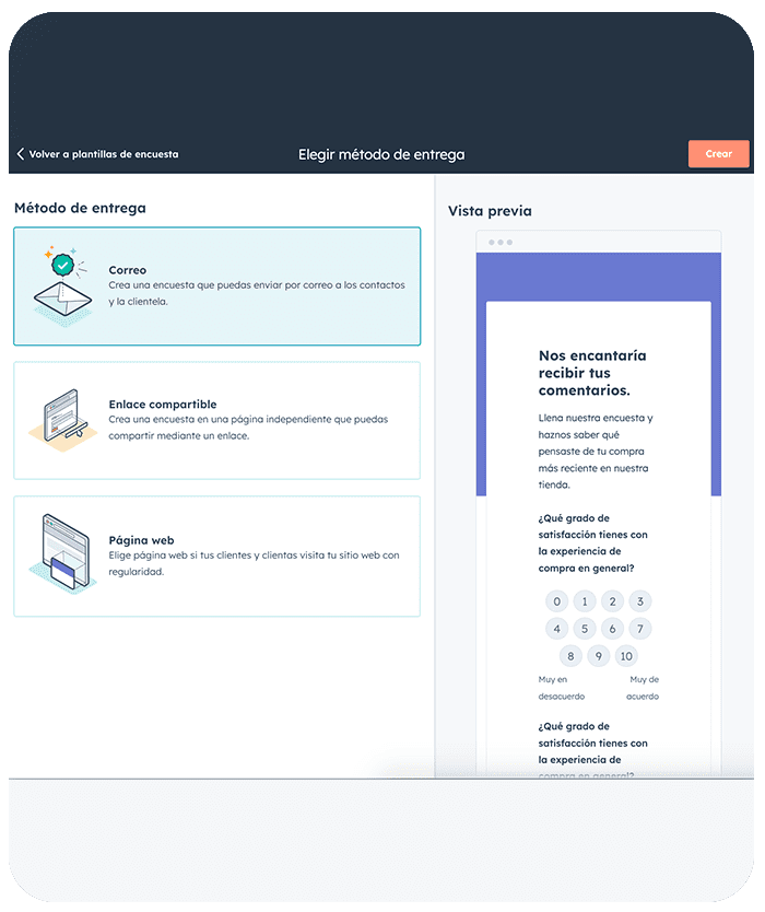 Creación de encuesta de NPS - satisfacción