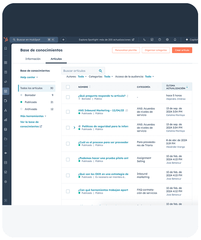 Creación de base de conocimiento